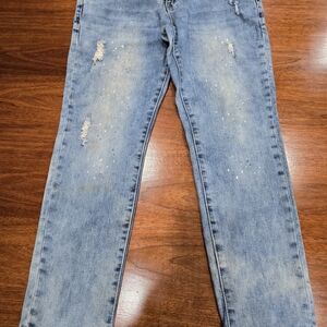 Amethyst Jeans Distressed Light Wash Stretch Straight Denim Blue Jeans 13-short
